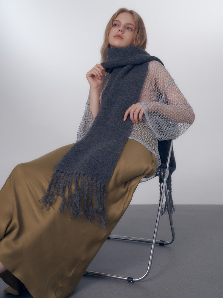 Korean Chic Bouclé Wool Blend Scarf