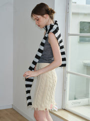 Green & Black Striped Soft Knit Neckwarmer