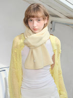 Soft knit scarf in cream yellow - View 1 | TEVQA