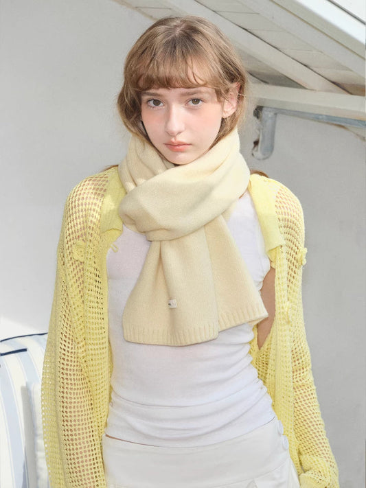 100% Australian Wool Soft Knit Scarf Cream Yellow