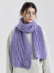 Vintage Rose Cable Knit Scarf - TEVQA