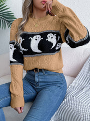 Spooky Chic Ghost Cable Knit Sweater