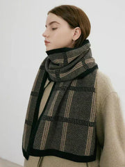 Vintage Houndstooth Plaid Scarf - TEVQA