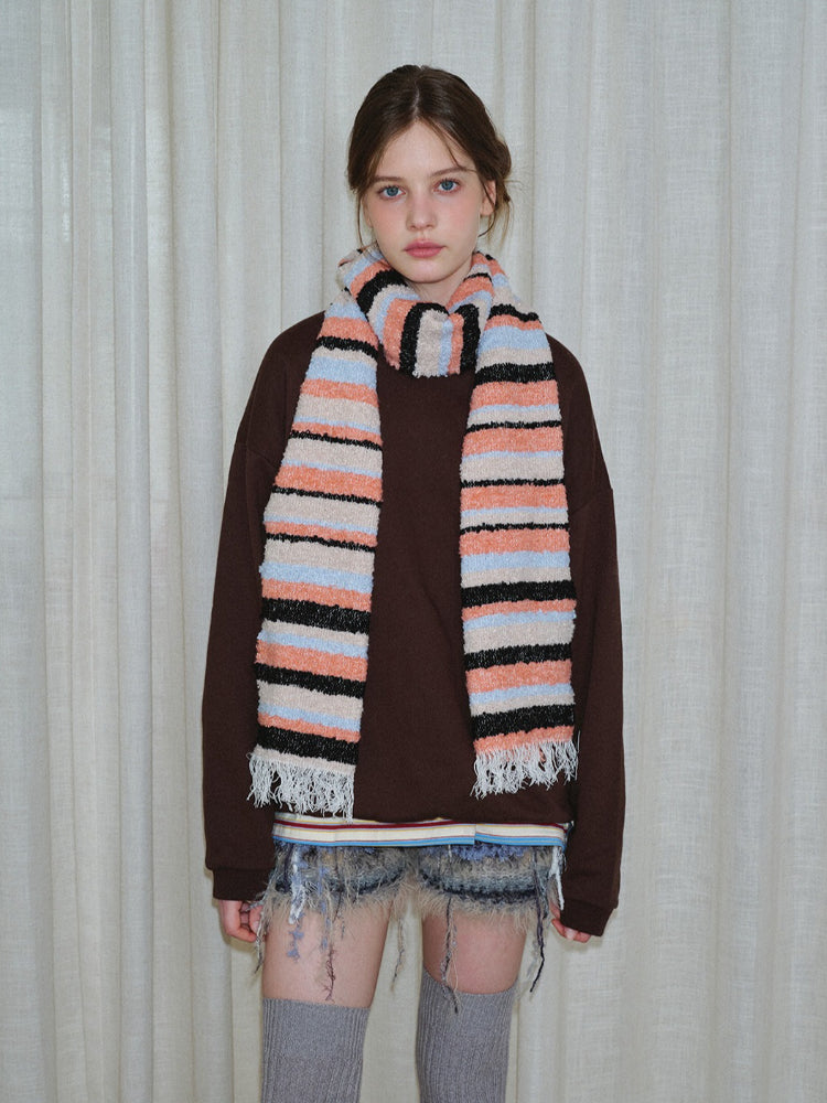 Y2K Grunge Retro Striped Wool Blend Scarf