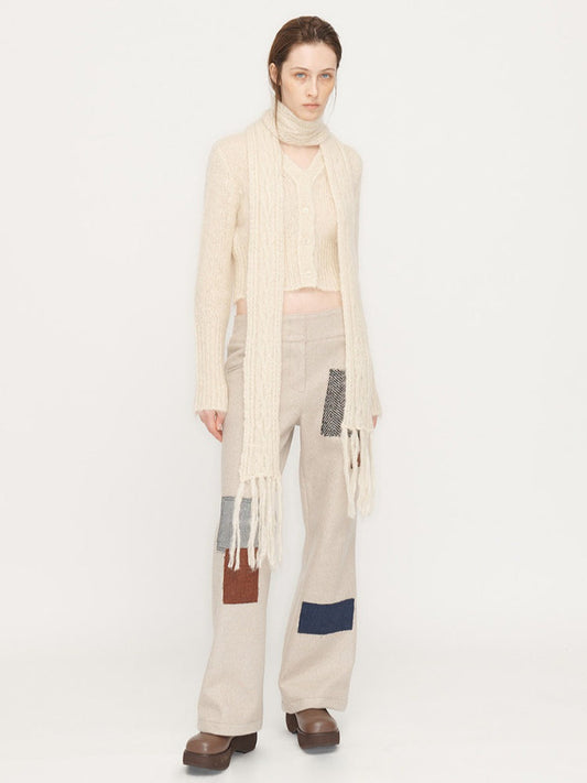 Vanilla Girl Cream Cable Knit Skinny Scarf