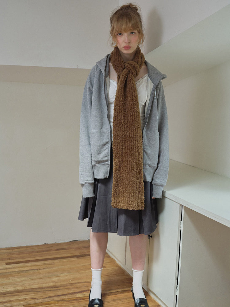 Soft Bouclé Wool Blend Knit Scarf