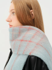 Soft 25% Wool Blend Plaid Scarf