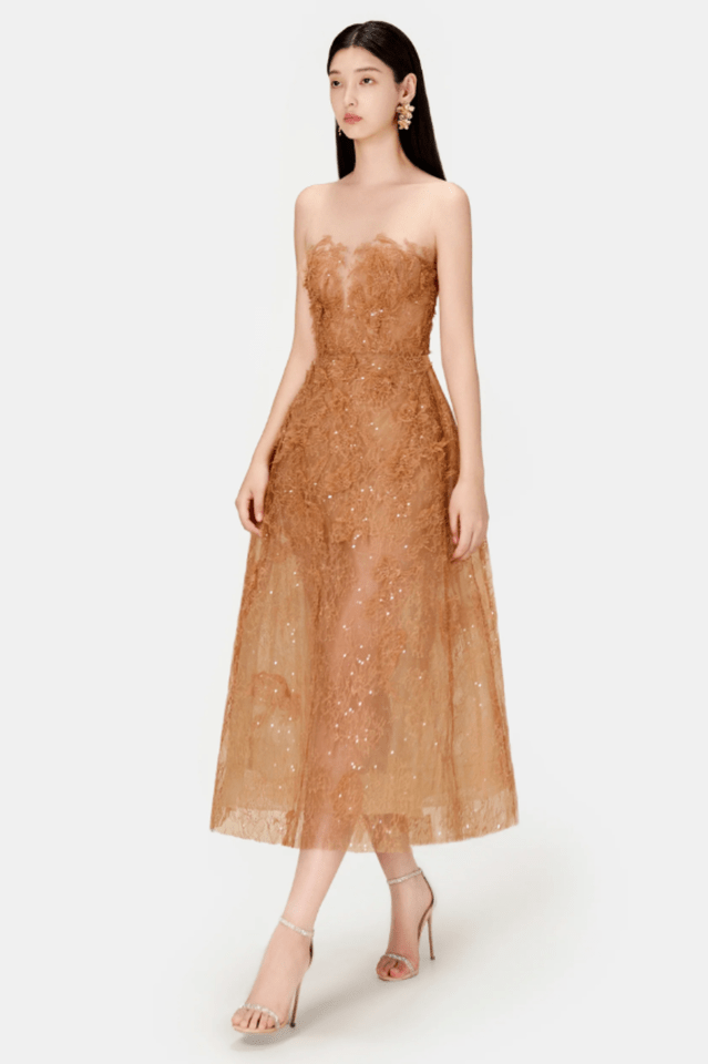 Beaded Lace Dress - Tevqa