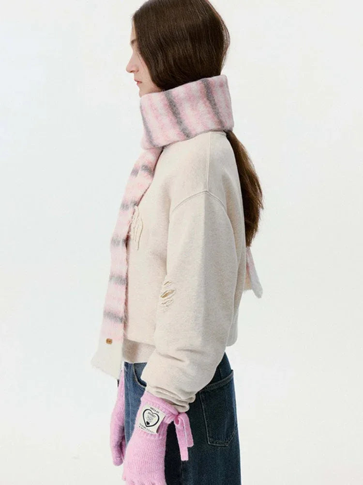 Fuzzy Rainbow Gradient Scarf - View 7 | TEVQA