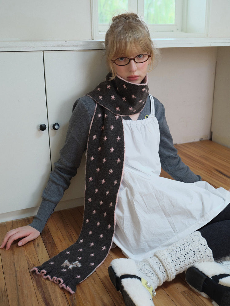 Wool Blend Jacquard Knitted Scarf