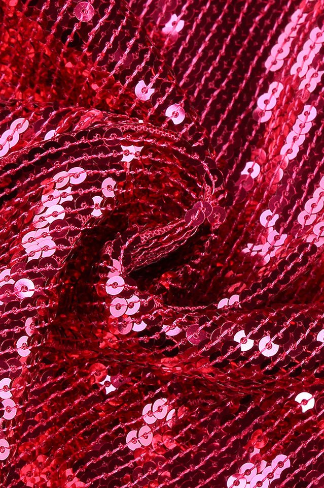 Burgundy Ruched Sequined Maxi Dress - Tevqa