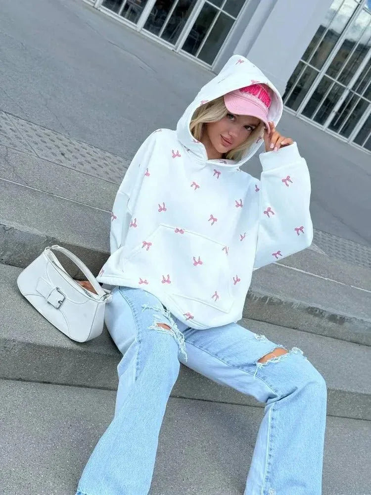 Oversized hoodie with bow print - View 7 | TEVQA