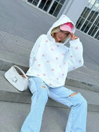 Oversized hoodie with bow print - View 7 | TEVQA
