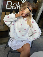 Butterfly Bow Print Oversized Hoodie - 12 - 29
