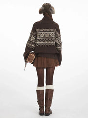 Vintage Fair Isle Toggle Button Cardigan - TEVQA