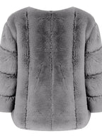 Faux Fur Round Neck Cropped Jacket - View 6 | TEVQA