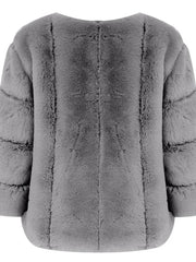 Faux Fur Round Neck Cropped Jacket - View 6 | TEVQA