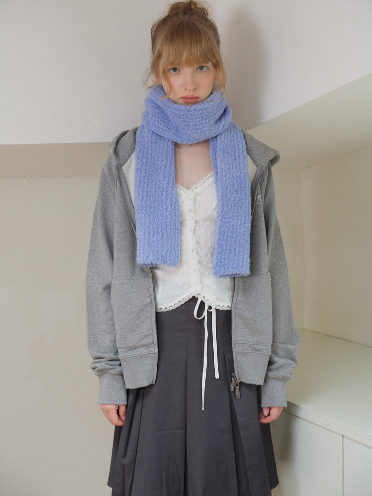 Soft Bouclé Wool Blend Knit Scarf