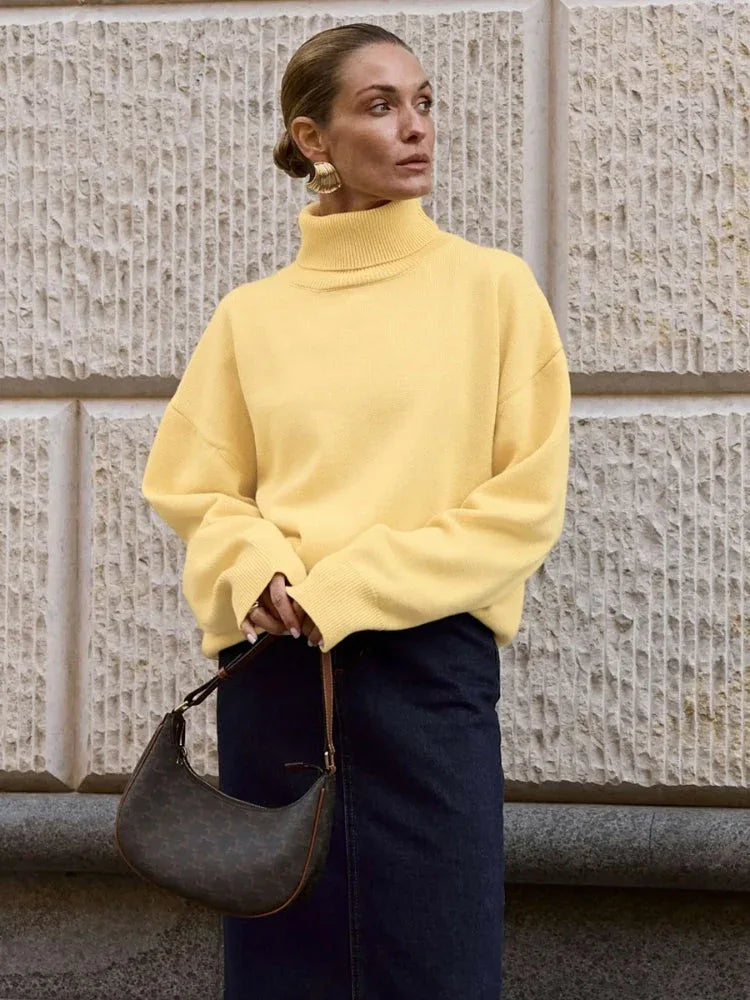 Classic oversized high neck knit sweater - View 7 | TEVQA