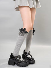 3D Shimmer Flower Black Socks Grunge Dark Coquette