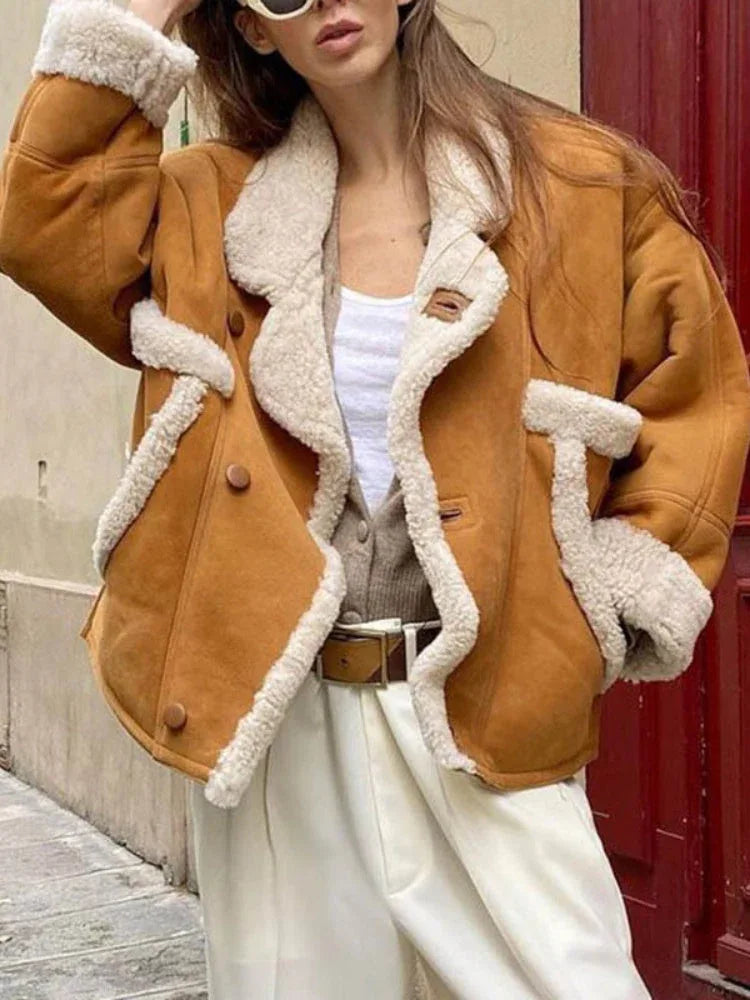 Faux Suede Aviator Jacket with Shearling Secondary image