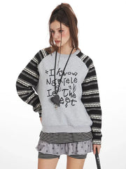 Y2K Grunge Graffiti Graphic Sweatshirt - TEVQA