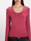 90s Minimalist U-Neck Long Sleeve Top - TEVQA