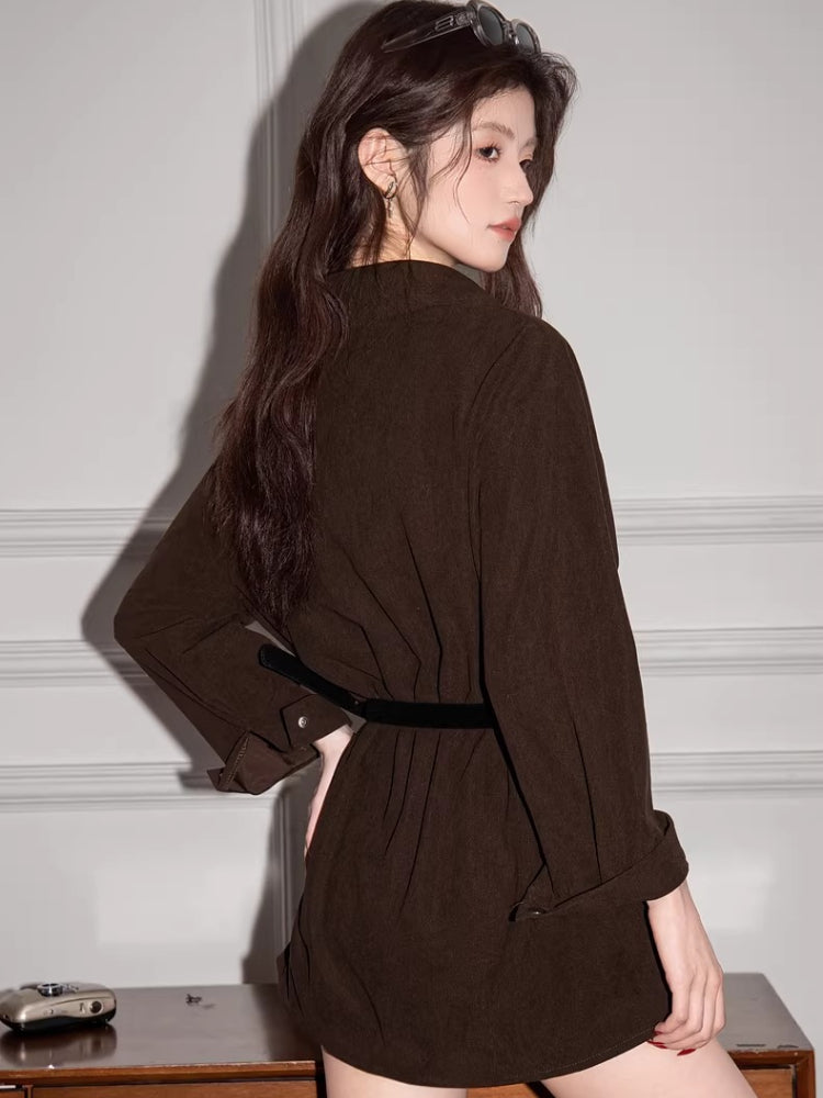 Corduroy Button Down Shirt Jacket with Pockets - View 6 | TEVQA
