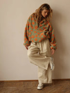 Vintage Floral Sherpa Fleece Pullover - View 10 | TEVQA