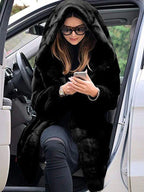 Aspen Luxe Hooded Faux Fur Mid-Length Coat - TEVQA