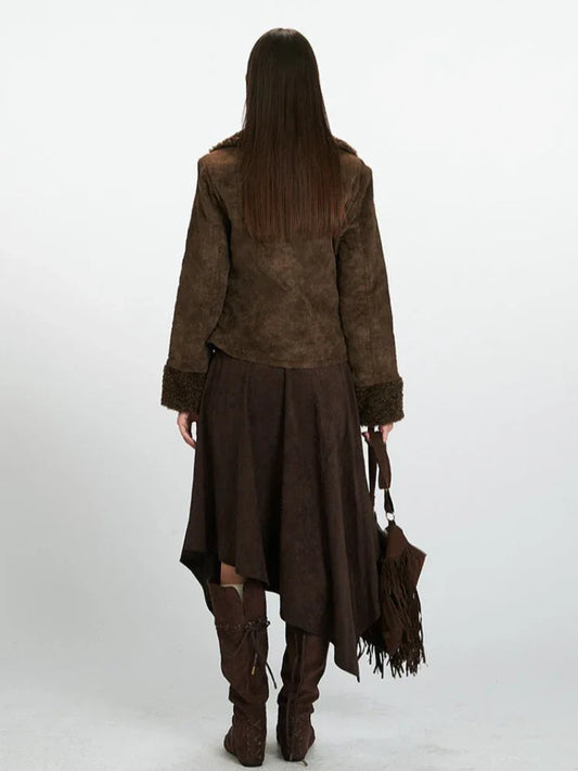 Vintage 90s Espresso Corduroy Sherpa Jacket - TEVQA