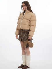 Reversible Camel Puffer & White Sherpa Jacket - TEVQA