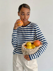 Classic Breton Striped Crew Neck Sweater - TEVQA