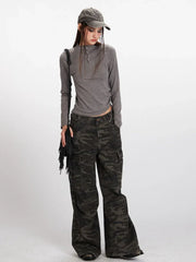 Grey Ruched Side Henley Knit Top - TEVQA