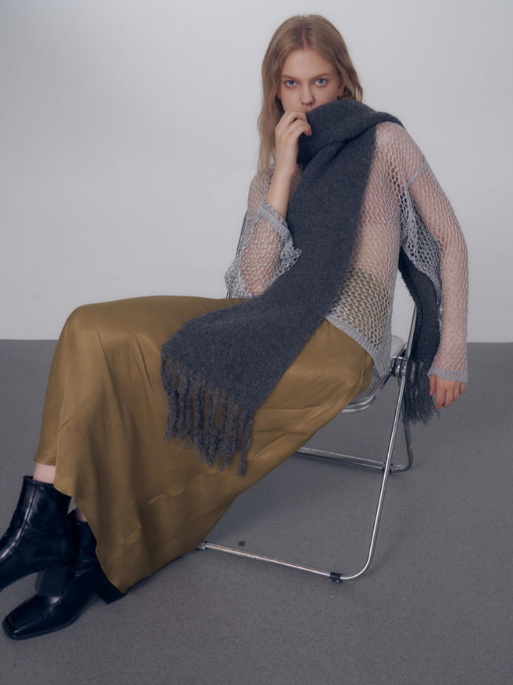 Korean Chic Bouclé Wool Blend Scarf