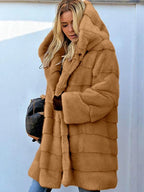 Aspen Luxe Hooded Faux Fur Mid-Length Coat - TEVQA