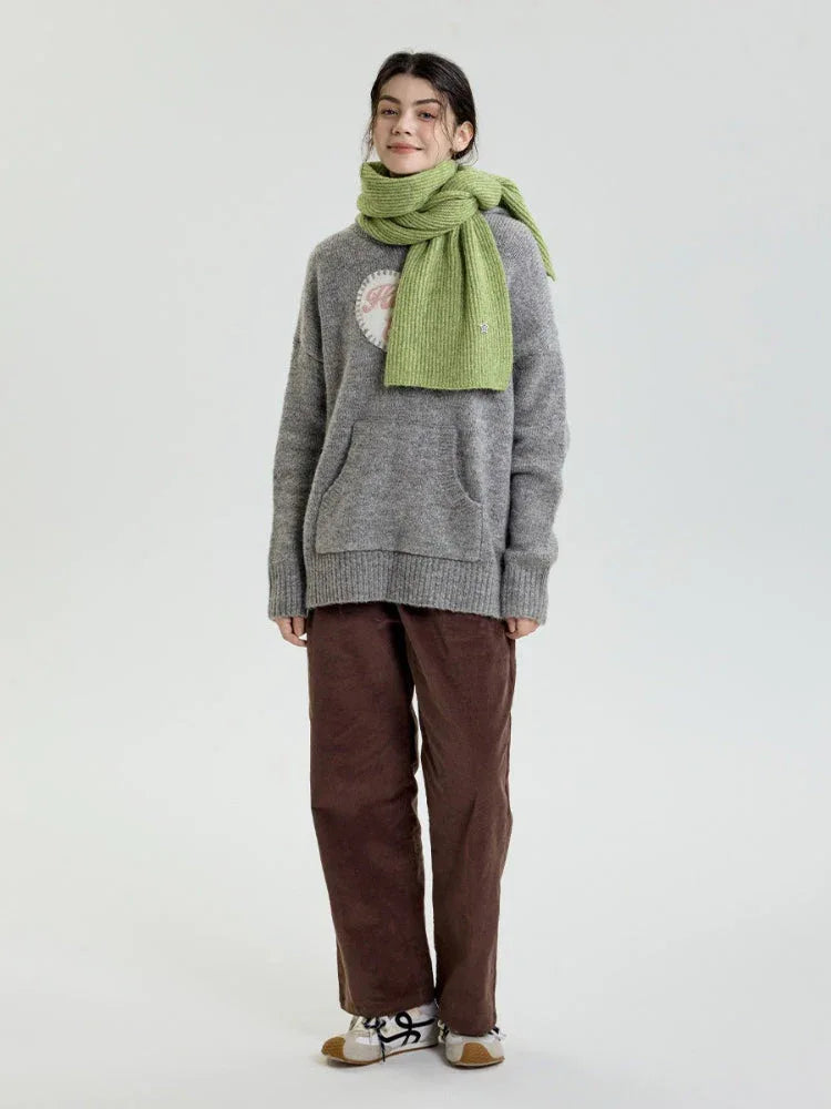 Y2K Star Accent Ribbed Knit Scarf - TEVQA