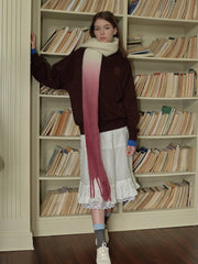 Soft Girl Ombre Pink Wool Blend Scarf