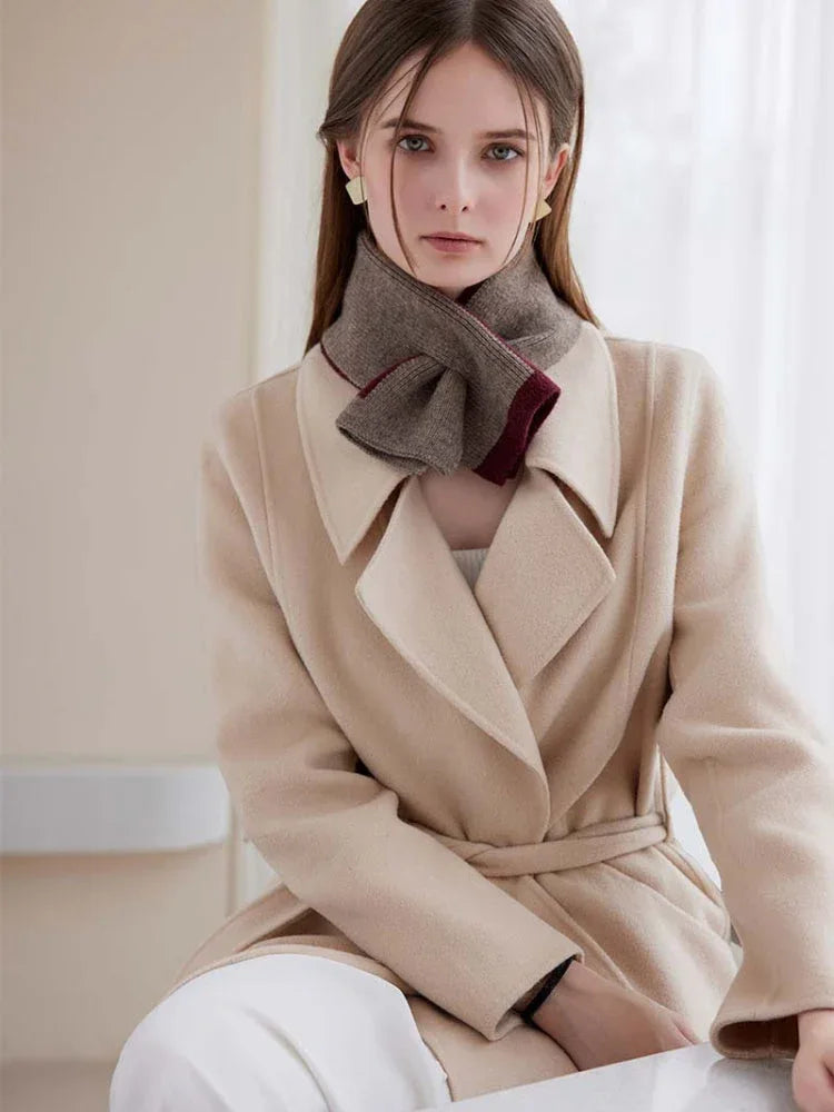 Two-tone knit cross scarf - View 23 | TEVQA