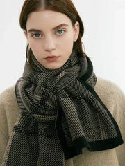 Vintage Houndstooth Plaid Scarf - TEVQA