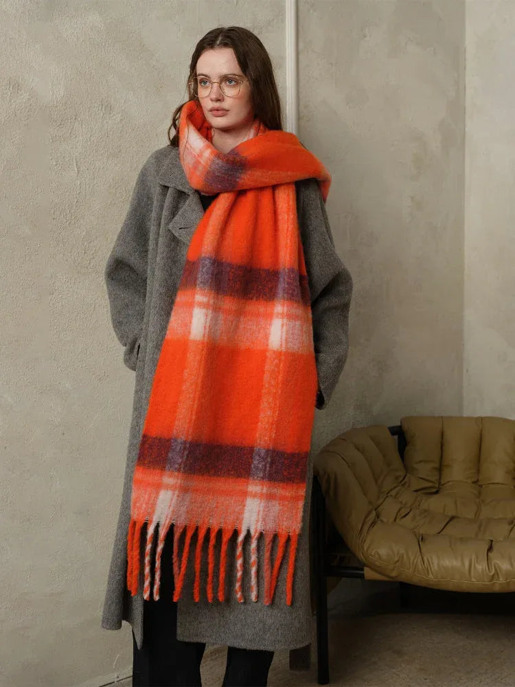 Oversized Plaid Scarf - View 9 | TEVQA