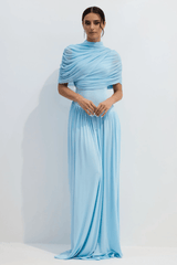 Catherine Asymmetrical Pleated Maxi Dress - Tevqa