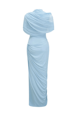 Catherine Asymmetrical Pleated Maxi Dress - Tevqa