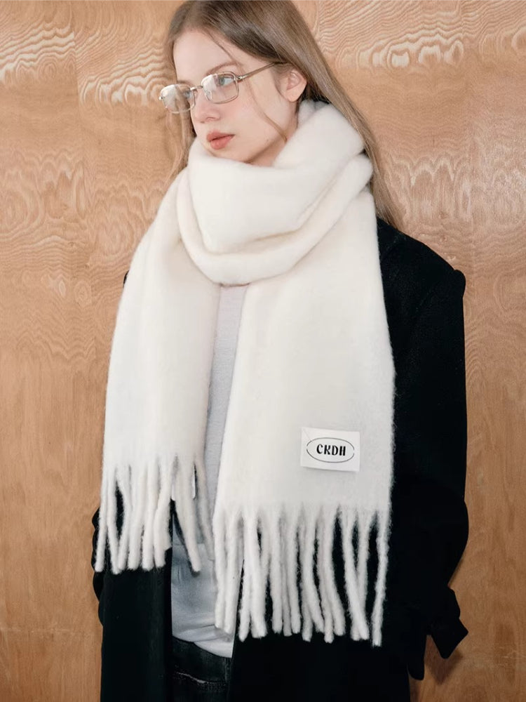 Iceland Blue Mohair Wool Blend Fringe Scarf