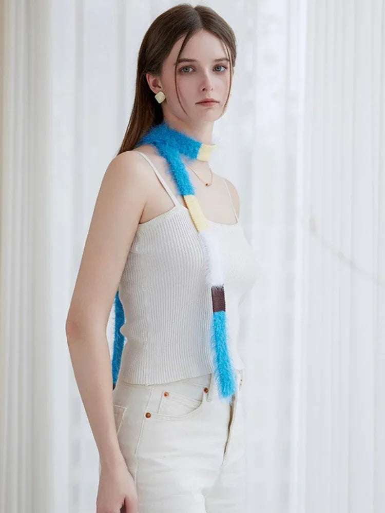 Color-block knit scarf - View 6 | TEVQA