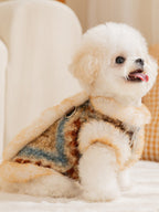Fair Isle Boucle Fleece Dog Vest with Faux Fur Trim - View 6 | TEVQA