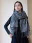 Oversized Faux Cashmere Houndstooth Scarf - TEVQA