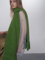 Soft Chunky Knit Oversized Scarf with fringe detailing - View 6 | TEVQA