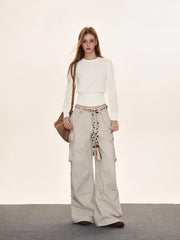 Crew neck knit sweater with button cuffs - View 6 | TEVQA