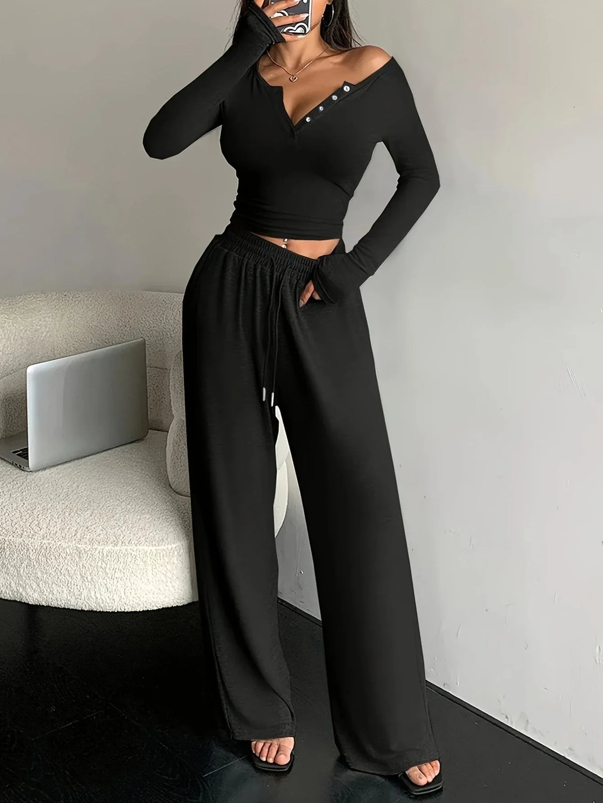Soft Knit Lounge Set - View 9 | TEVQA